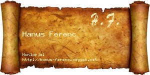 Hanus Ferenc névjegykártya